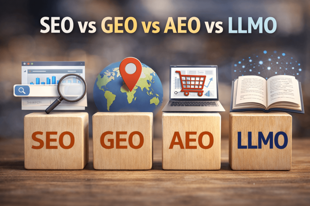 SEO vs GEO vs AEO vs LLMO