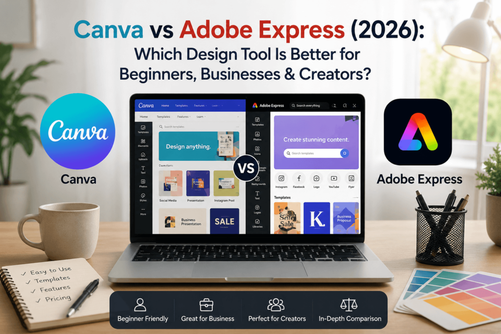 Canva vs Adobe Express (2026): Which Design Tool Is Better for Beginners, Businesses & Creators?