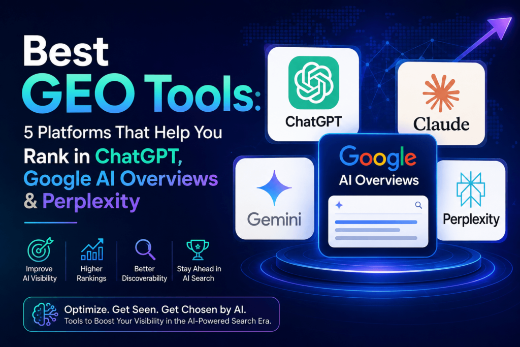Best GEO Tools: 5 Platforms That Help You Rank in ChatGPT, Google AI Overviews & Perplexity