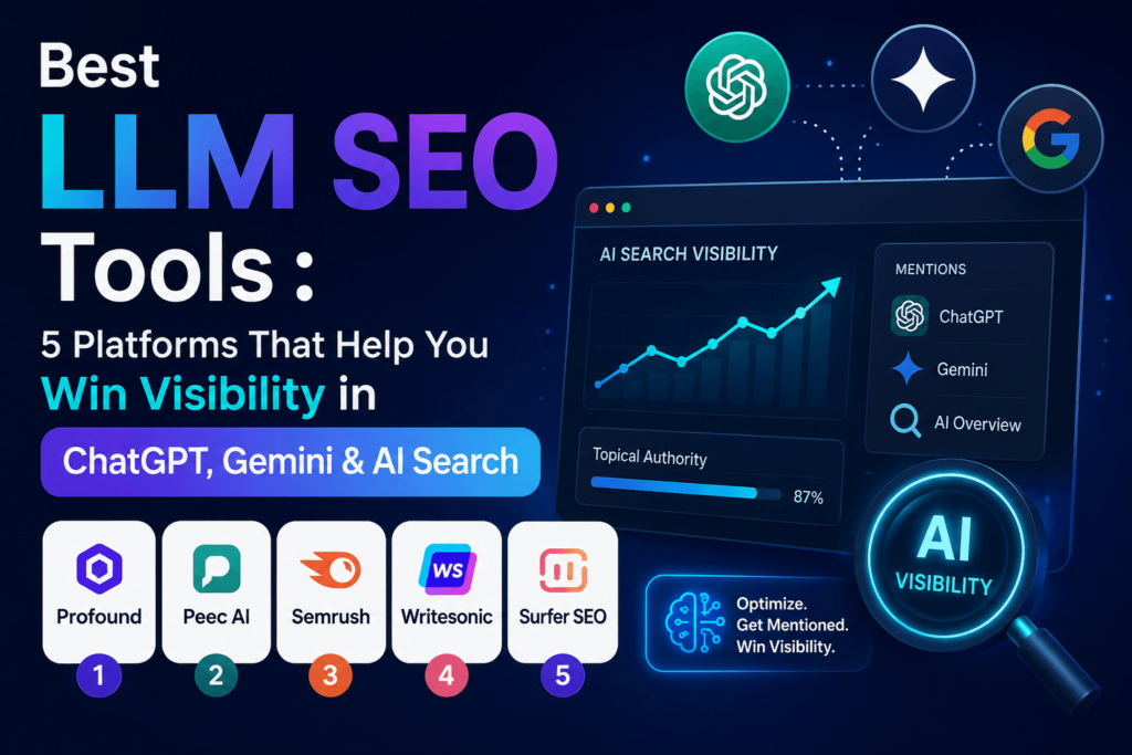 Best LLM SEO Tools : 5 Platforms That Help You Win Visibility in ChatGPT, Gemini & AI Search
