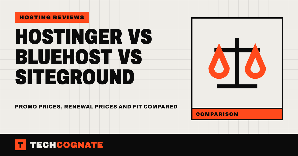 Cover graphic for Hostinger vs Bluehost vs SiteGround comparison