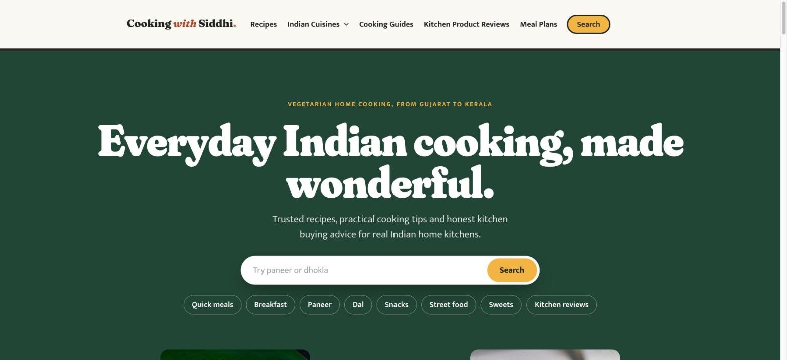 Cooking with Siddhi homepage screenshot