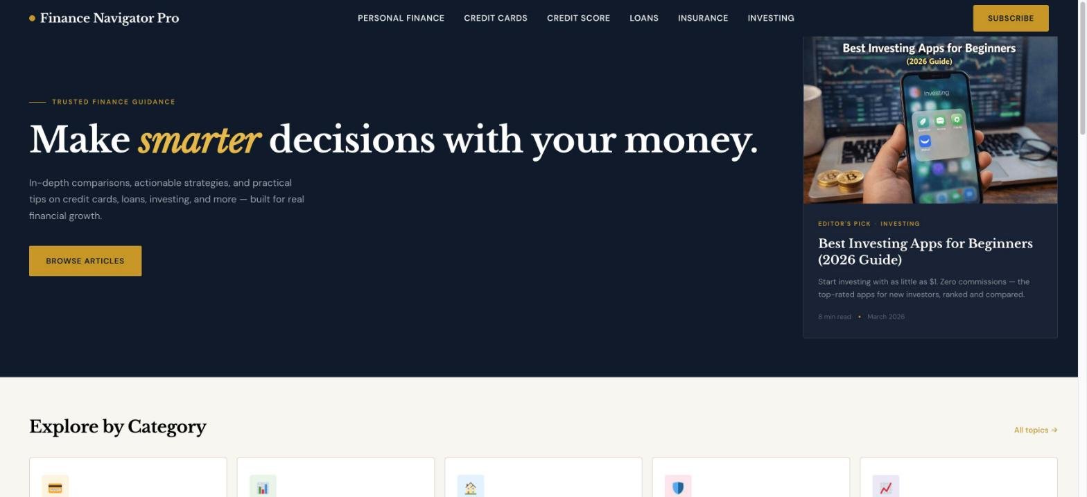 Finance Navigator Pro homepage screenshot